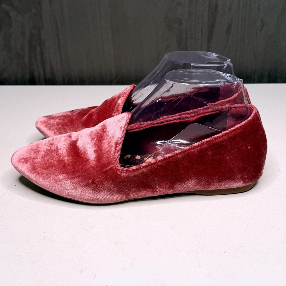 Birdies The Starling Loafers Womens Sz 7.5 Raspberry Pink Velvet Flat Slip On - Picture 3 of 11